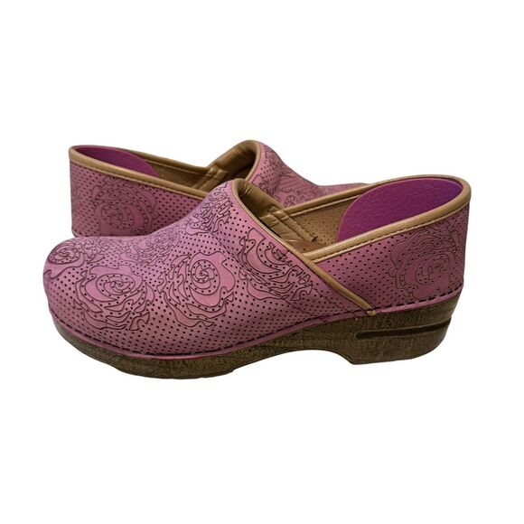 DANSKO WOMENS PURPLE LEATHER ROSE CLOGS SIZE 40 - Picture 6 of 11